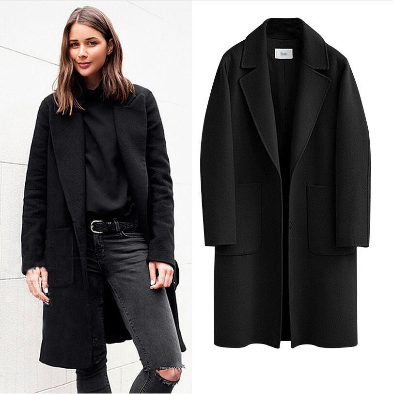 Women's Long Loose Wool-Blend Coat