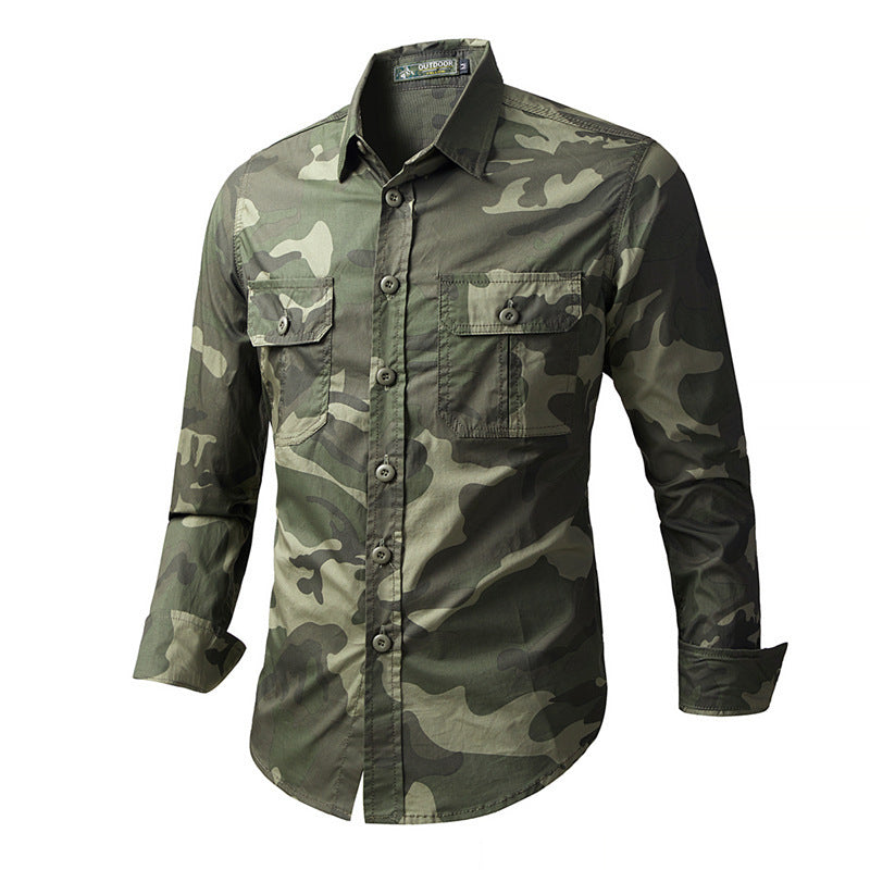 Overalls Long Sleeve Shirt Men's Spring Japanese-style Retro Loose Lapels Top