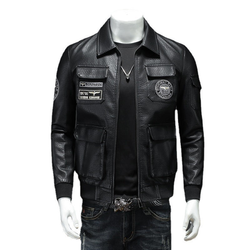 Autumn And Winter Men's Coat Casual PU Leather Clothing Slim Fit