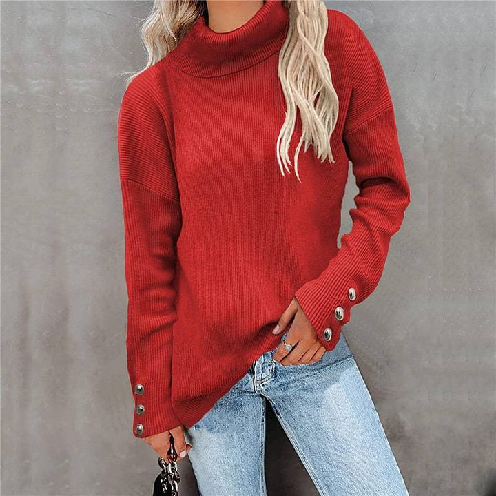 Striped High Head Loose Solid Color Sweater
