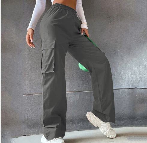 Beltless Trousers High Waist Wide Leg Straight