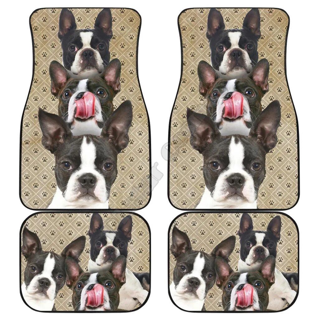 Funny Boston Terrier 3D Car Floor Mats