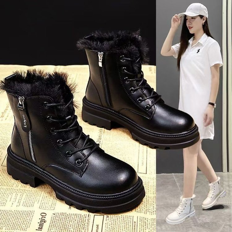 Korean Style Fleece-lined Autumn And Winter High-top Cotton Boots