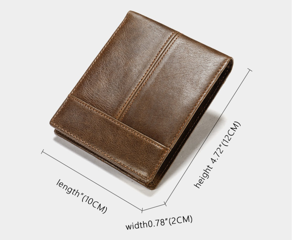 Men's Genuine Leather Short Wallet Credit Card Holder