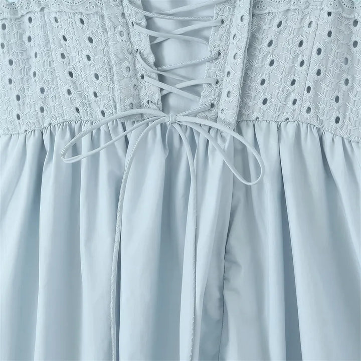 Blue Midi Crochet Dress