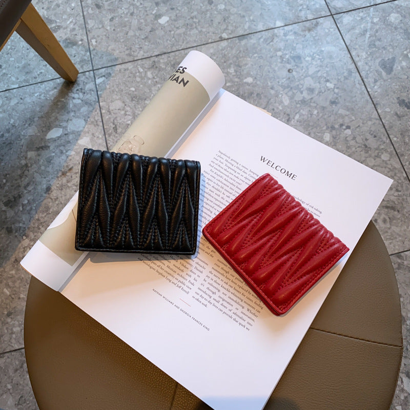 Fashion Personality Sheepskin Pleated Wallet Women