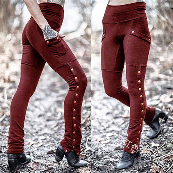 Rivet split sexy feet pants