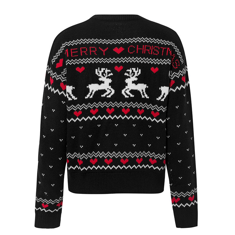 Women's Elk Heart Christmas Knit Sweater