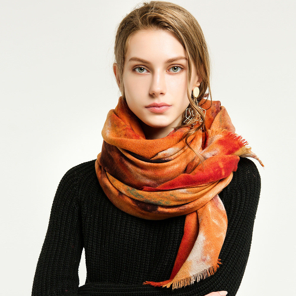 Faux Cashmere Graffiti Wall Scarf