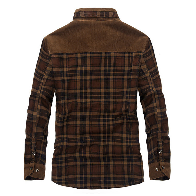 Men's Fleece-Lined Cotton Plaid Jacket