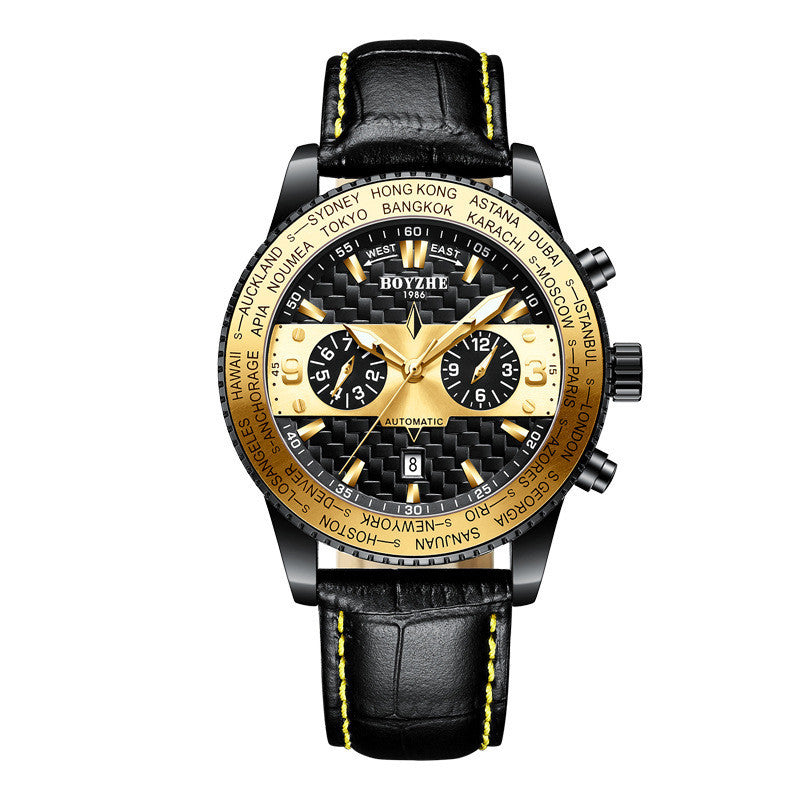 Fashion Leather Strap Waterproof Men's Mechanical Watch