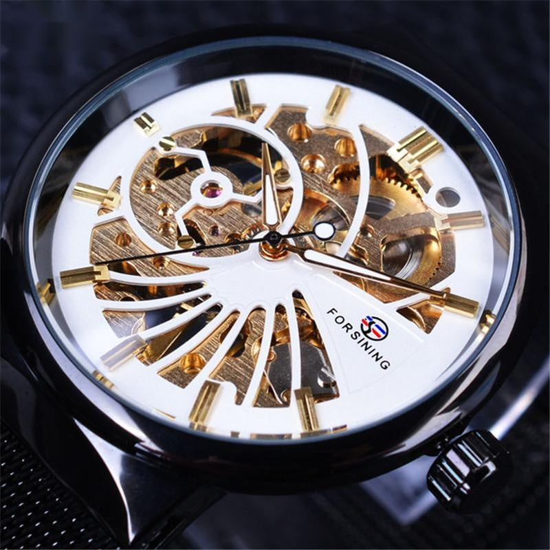 Woven Mesh Belt Waterproof Manual Mechanical Watch