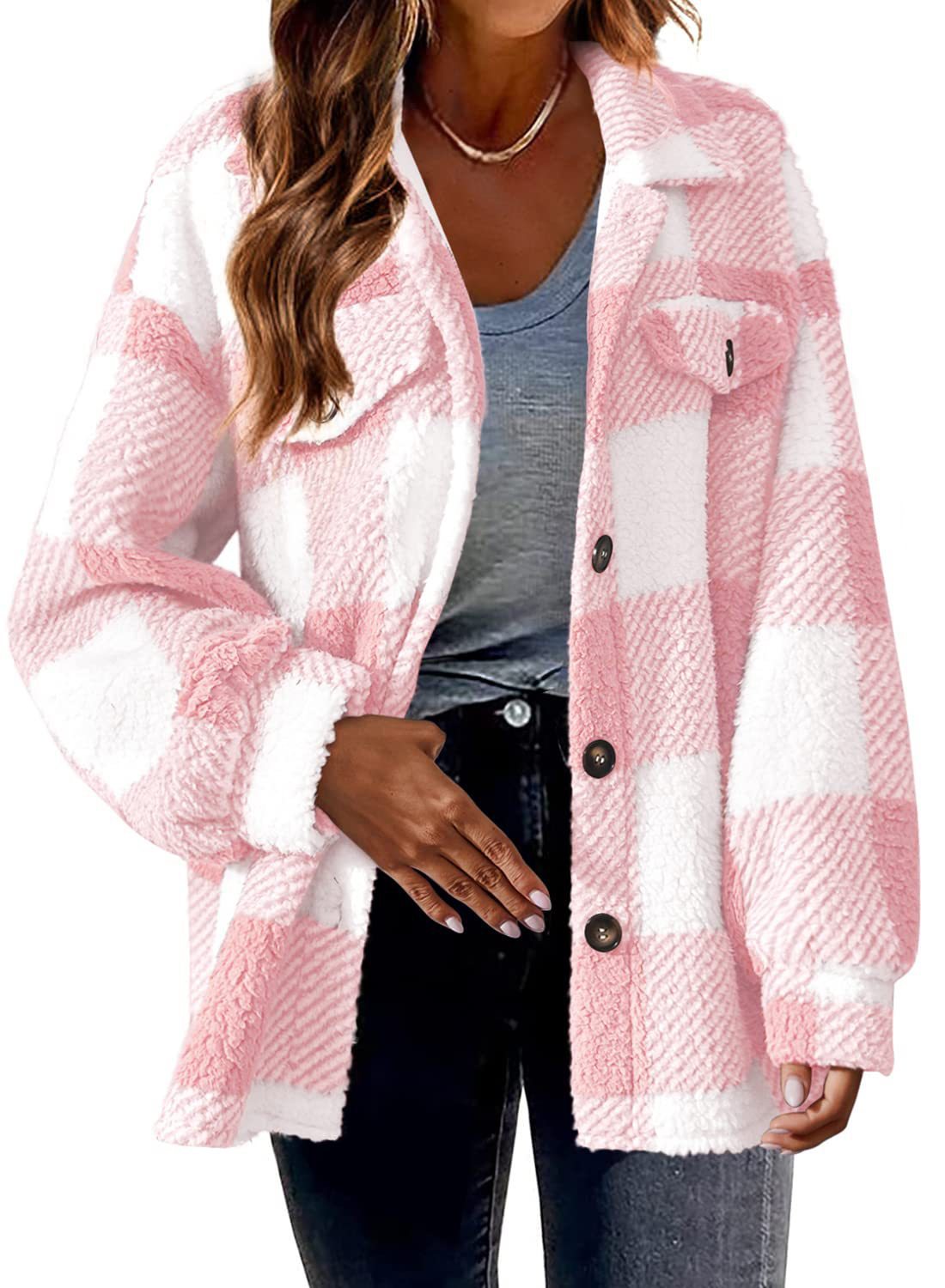 Women's Lamb Fleece Button Jacket