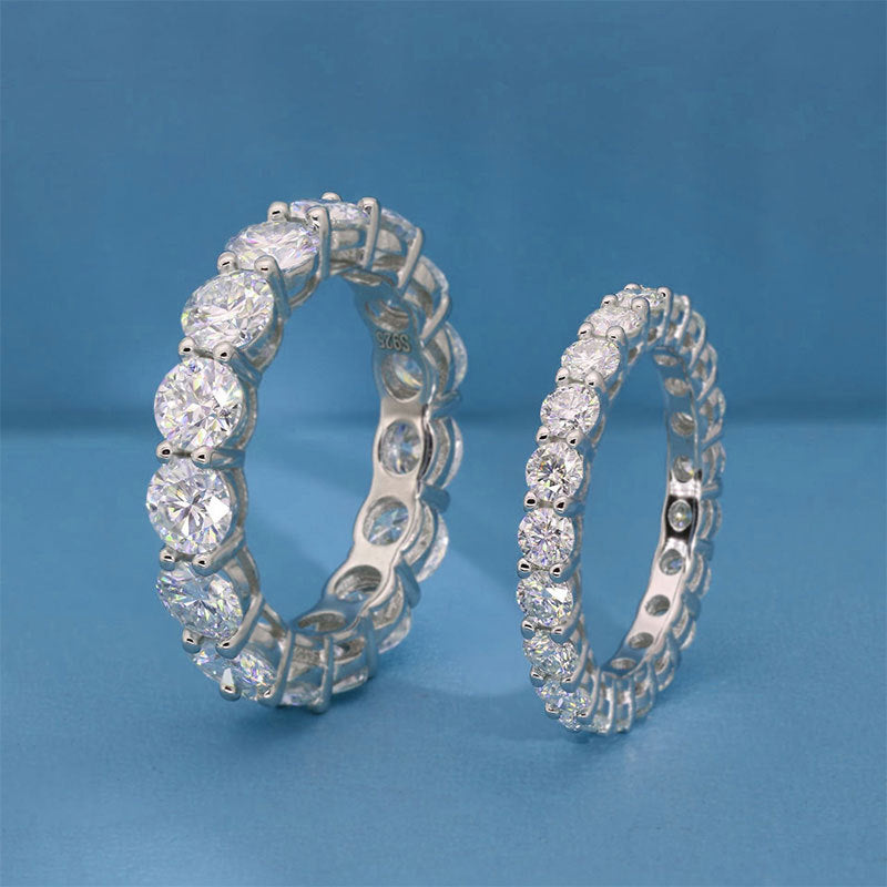 Silver Full Diamond D Color Moissanite Ring