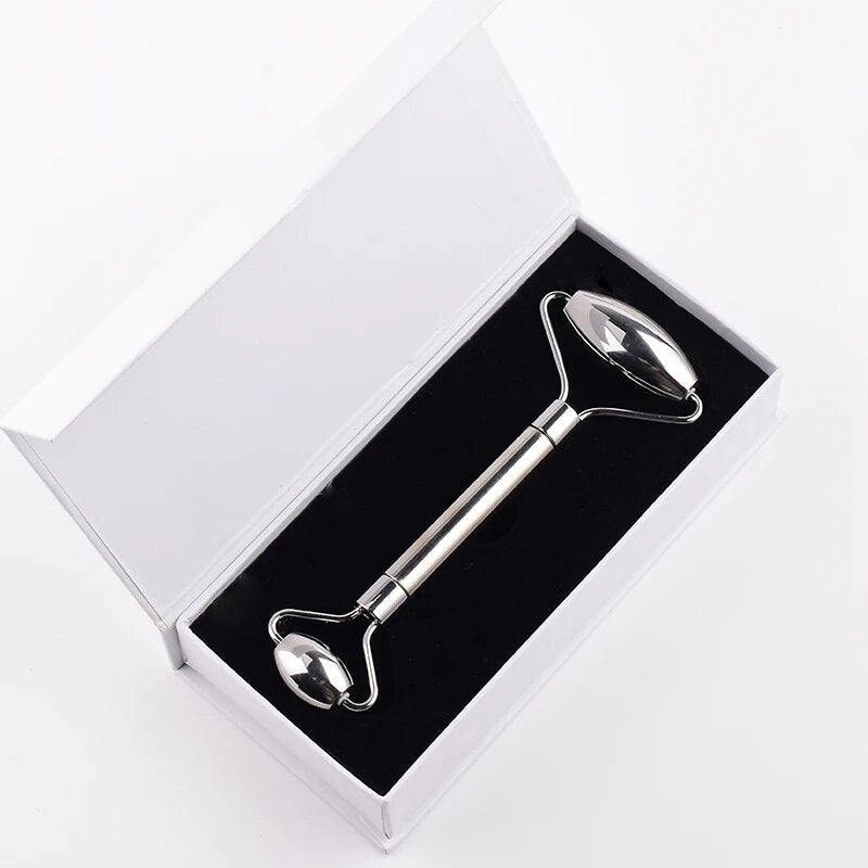Luxury Stainless Steel Facial Roller & Gua Sha Set - Face Massage Tools