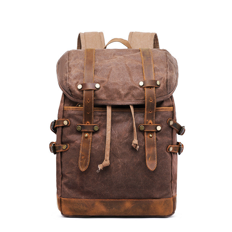 Retro Casual Canvas Oil Wax Hiking Backpack