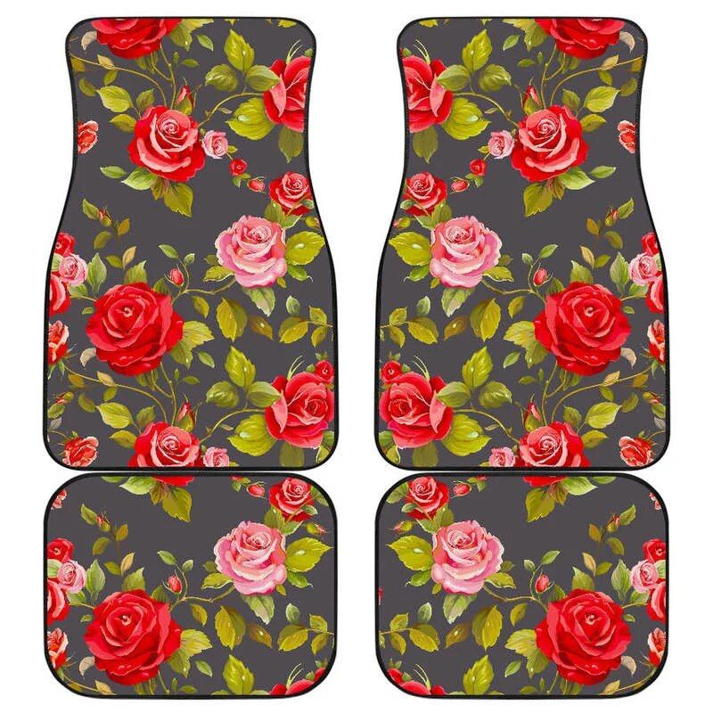 Rose-Blush Floral Car Floor Mats Set (4PCs)
