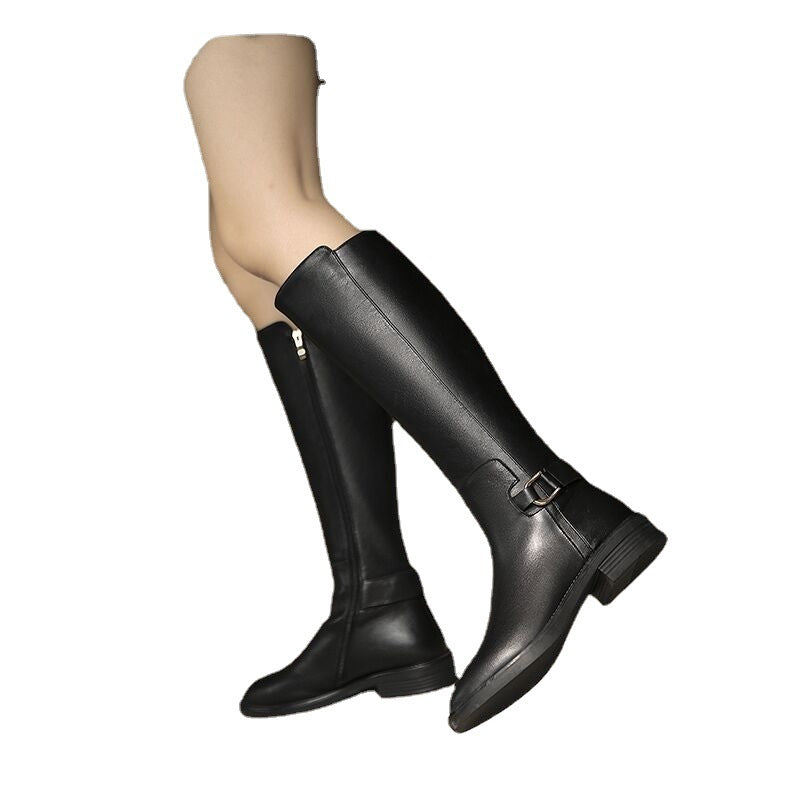 Women's Knee High Riding Boots with Buckle