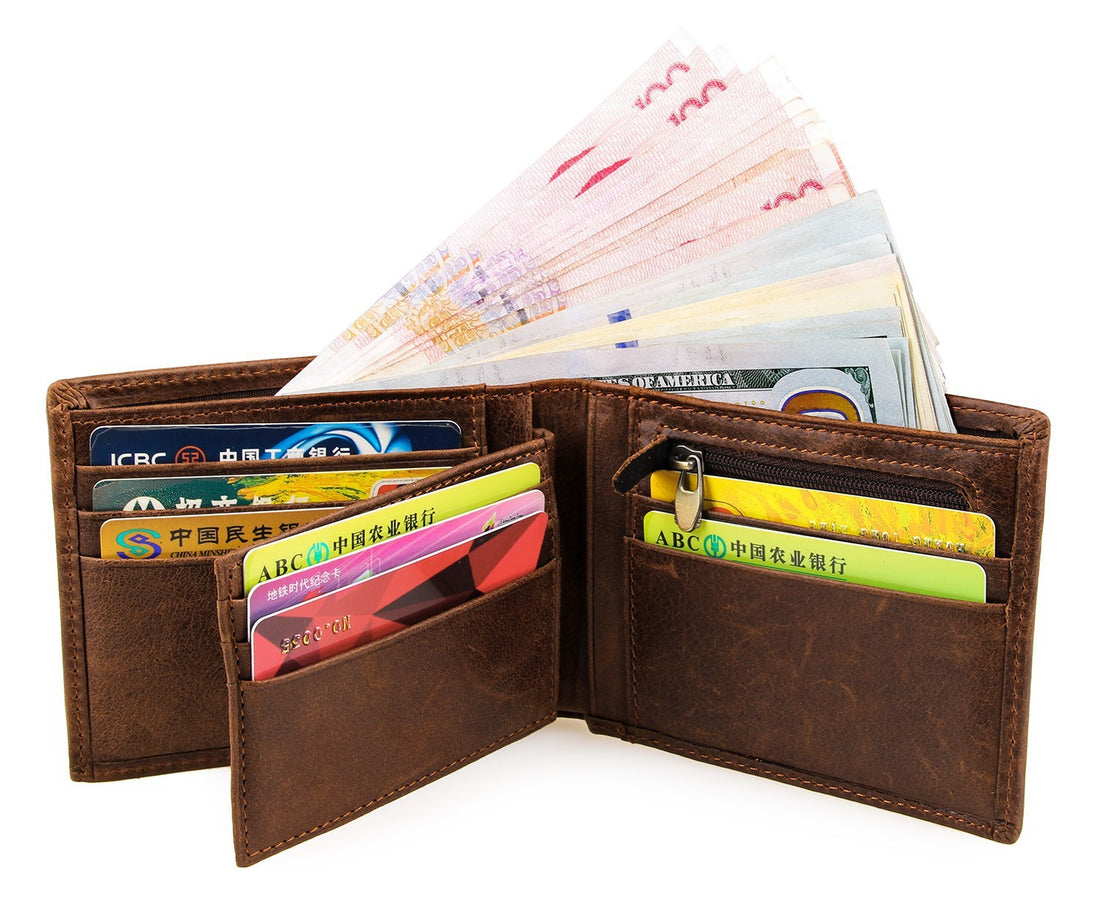 Men's Short Vintage Cowhide Leather Wallet