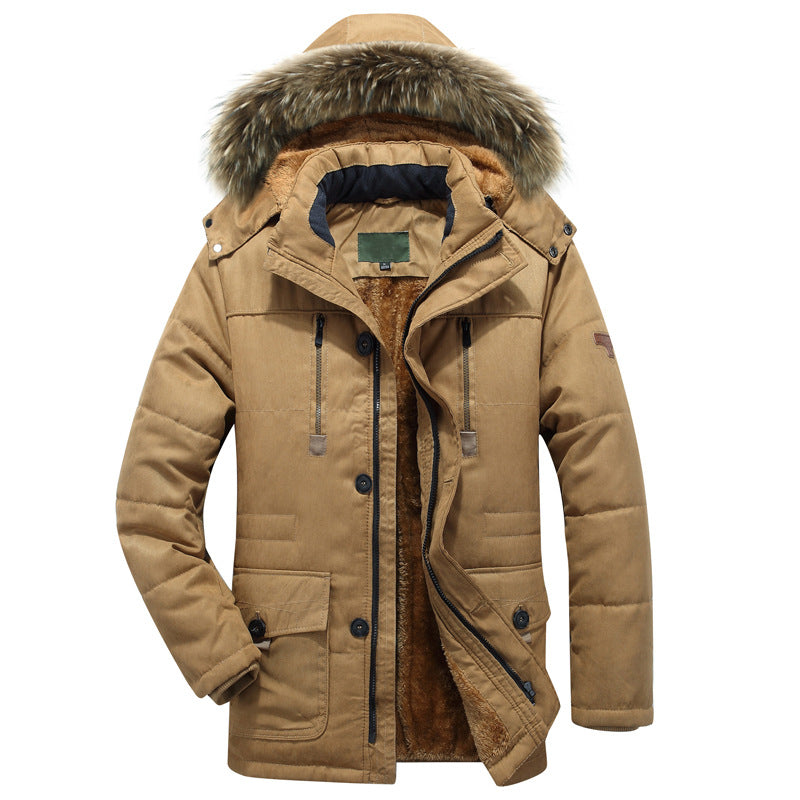 Men's Fleece-Lined Hooded Military Jacket