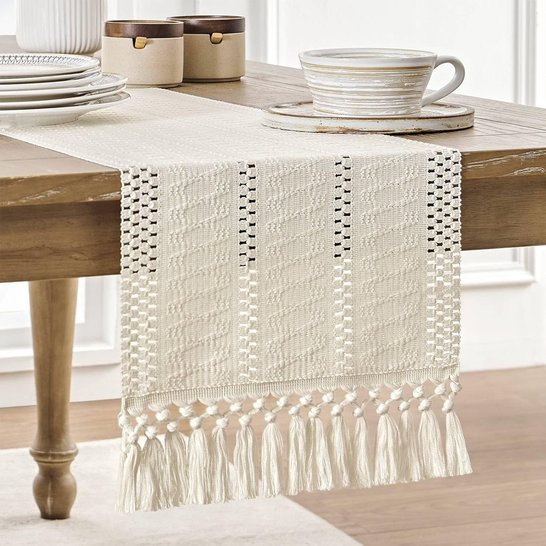 Boho Table Runner with Tassels