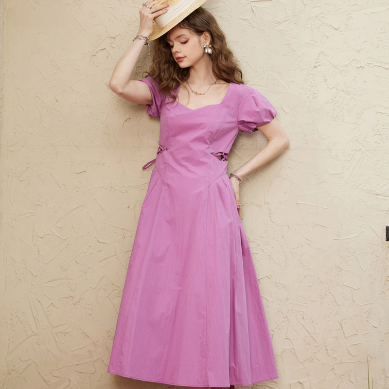 Chic Summer A-Line Mini Dress with Square Collar