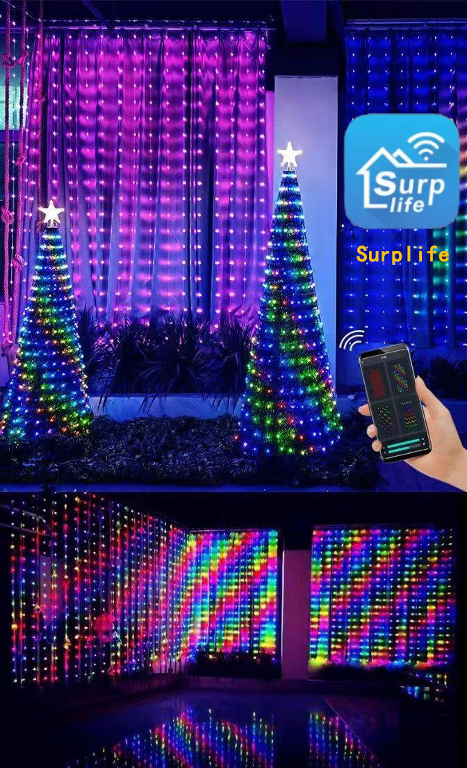 LED Curtain String Lights with Remote, 400 LEDs