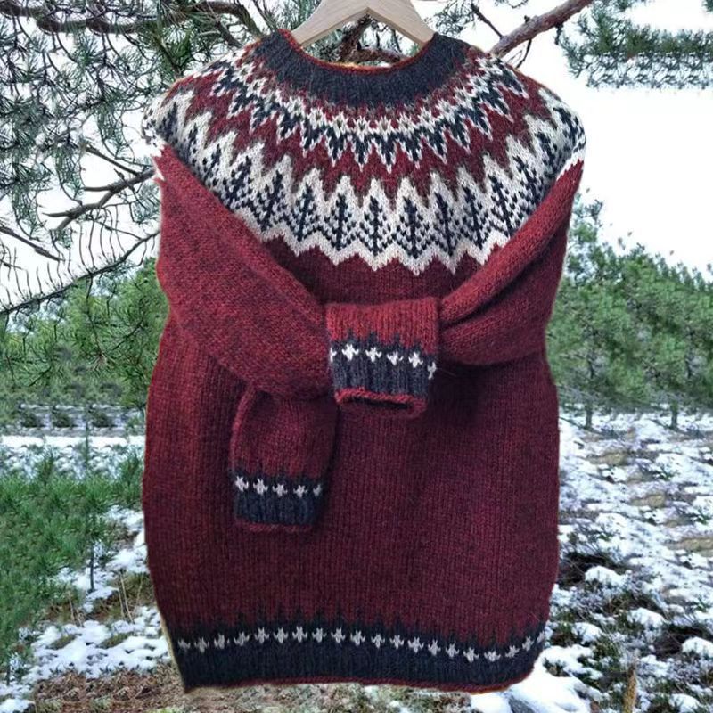 Women's Round Neck Multicolor Loose Fashion Pullover Sweater