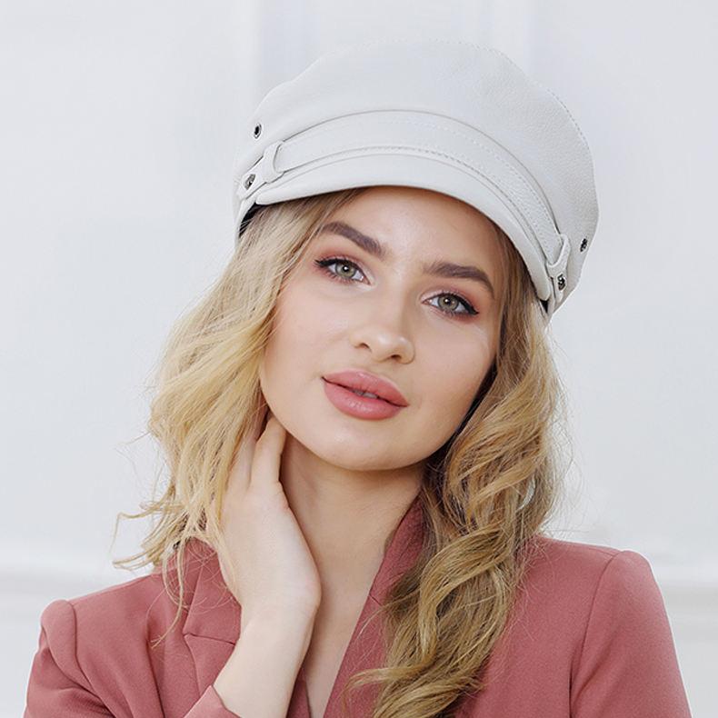 Genuine Leather Unisex Military Hat with Belt