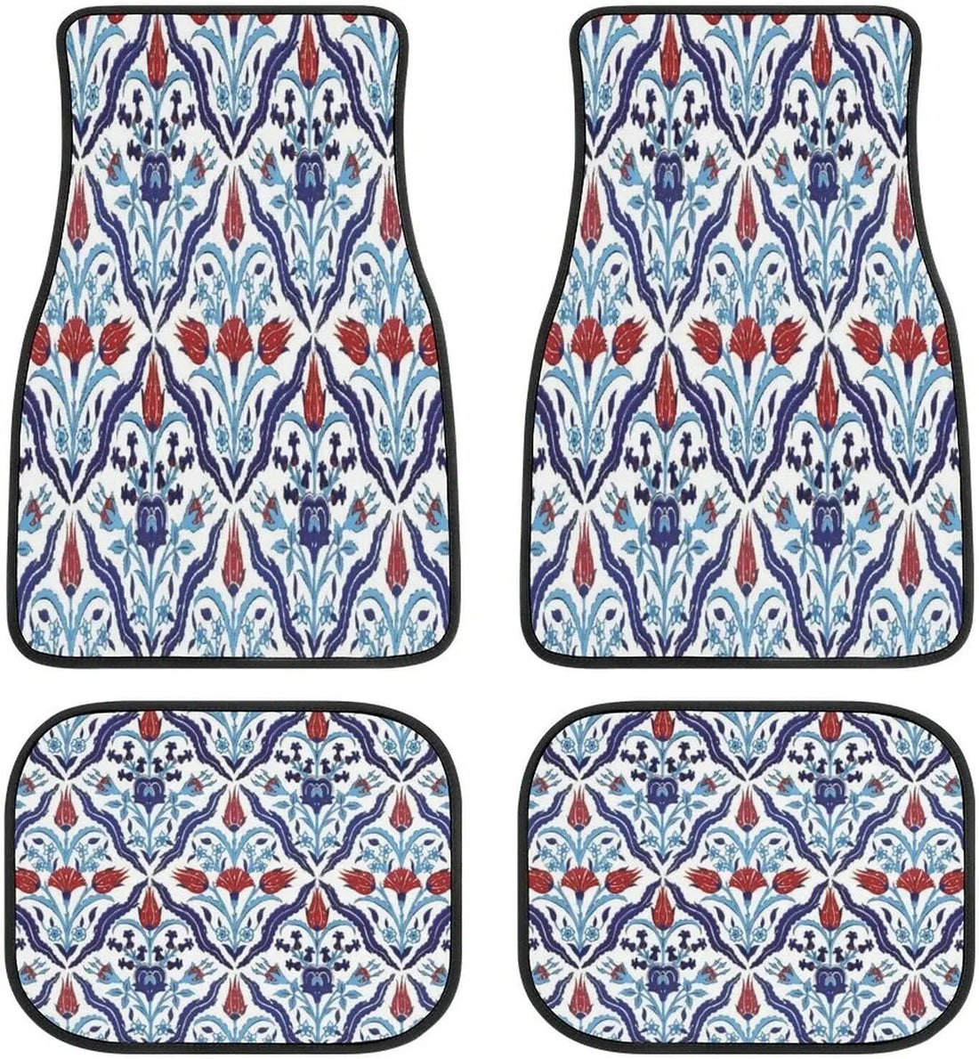 Vintage Persian-Turkish Patterned Car Floor Mats (4-Piece Set)