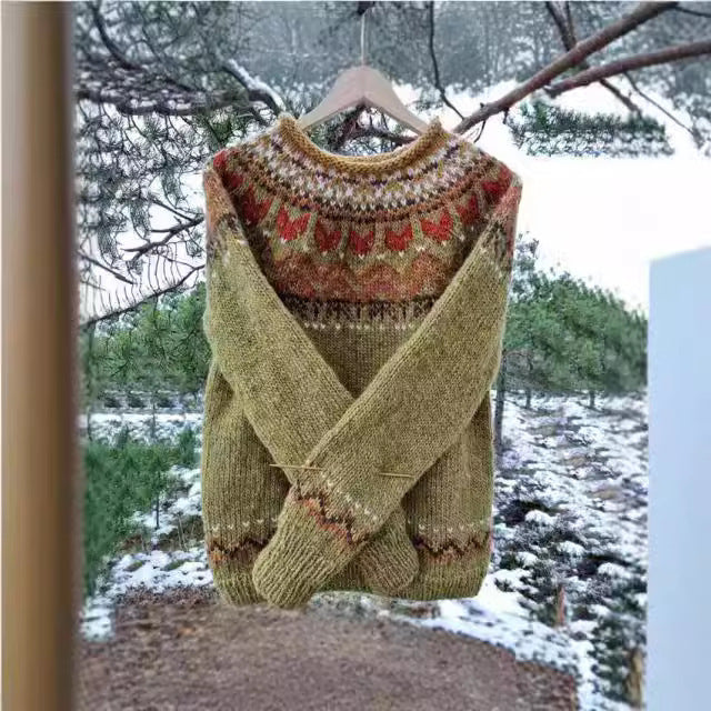 Women's Round Neck Multicolor Loose Fashion Pullover Sweater