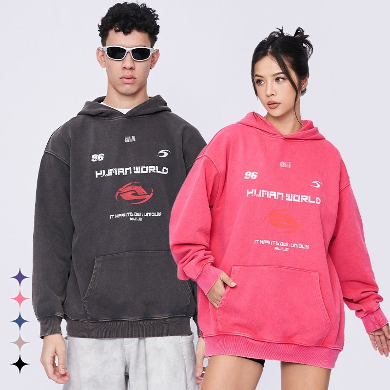 Distressed Print Batik Heavy Unisex Wear Hoodie