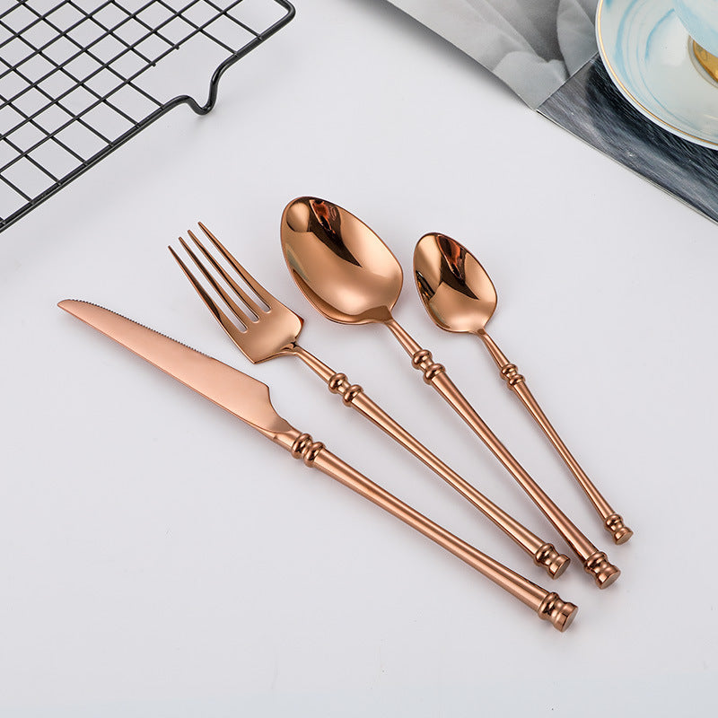 Stainless Steel Western Steak Knife Fork and Spoon Set