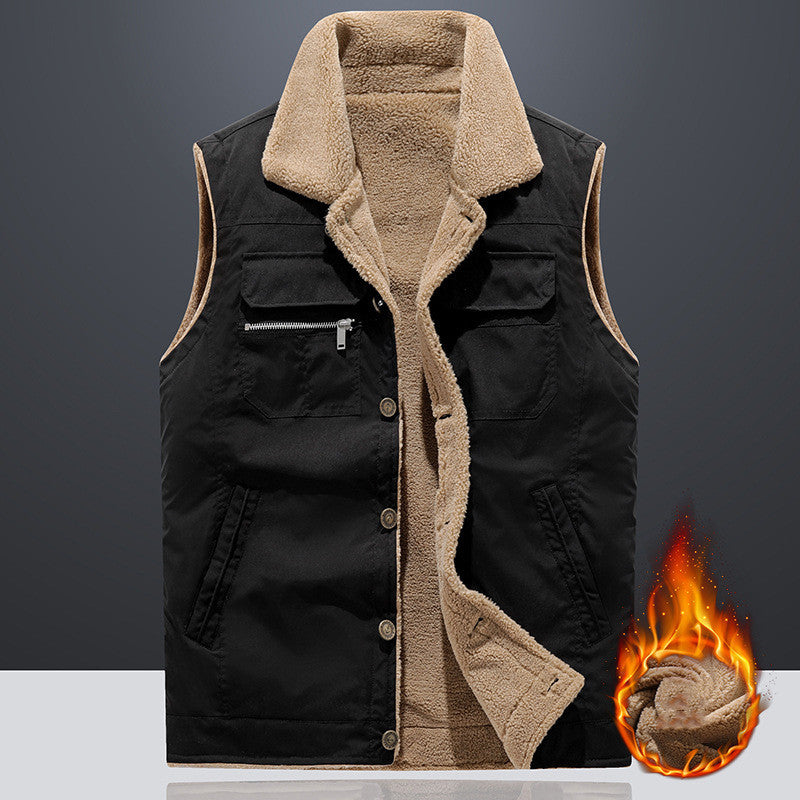 Faux Lambswool Vest Man Autumn And Winter Plus Size Loose Thickening Keep Warm Vest
