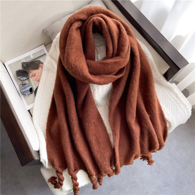 Fashionable Acrylic Scarf With Tassels