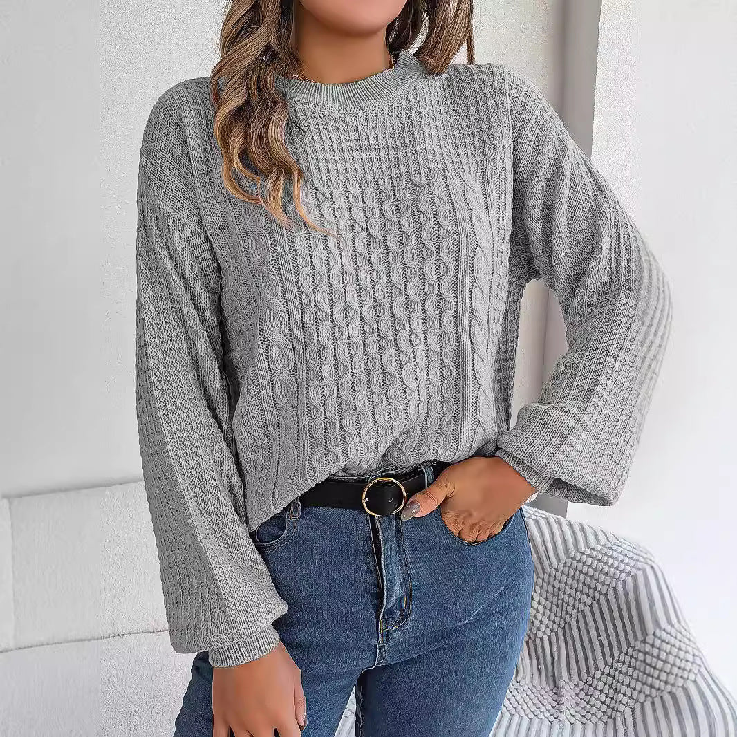 Women's Cable-Knit Lantern-Sleeve Sweater