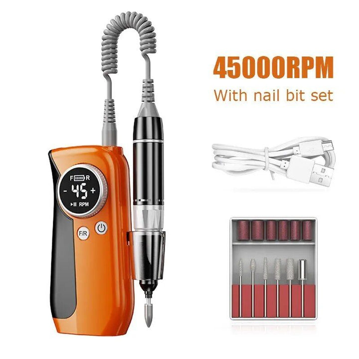 High-Speed 45000RPM Rechargeable Nail Drill Kit - Professional Cordless Manicure Set