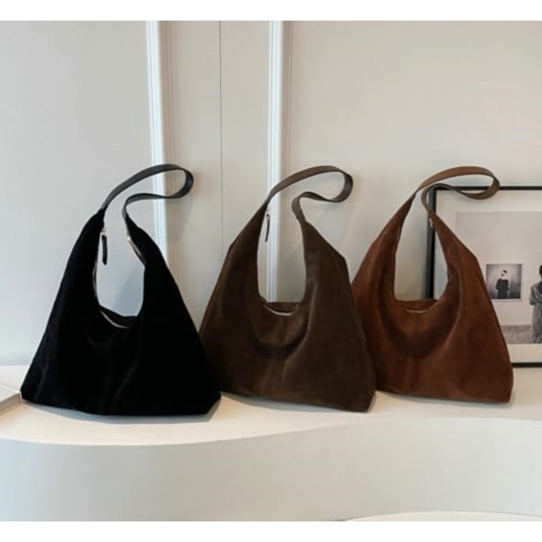 Women's Suede Crescent Shoulder Bag