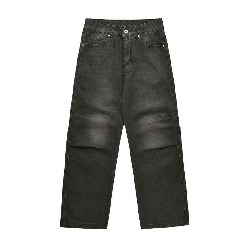American Retro High Street Vibe Style Distressed Profile Casual Pants