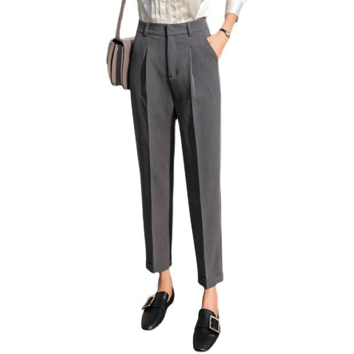 Nine-point High-waisted Black Slim Pleated Cigarette Tube Radish Slacks