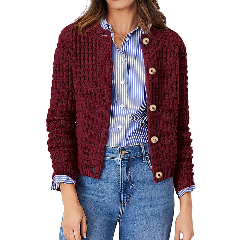 Women's Solid Color Commute Knitted Cardigan Casual Sweater Coat