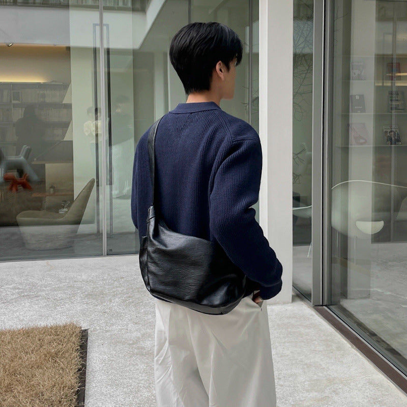 Large Capacity Riding Commuter Shoulder Simple Style Men's Messenger Bag