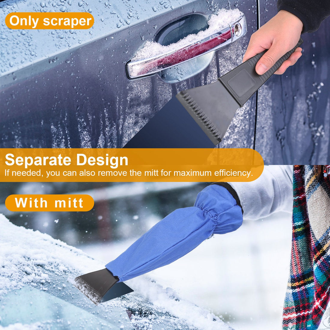 Ice Scraper Mitt with Fleece-Lined Waterproof Glove