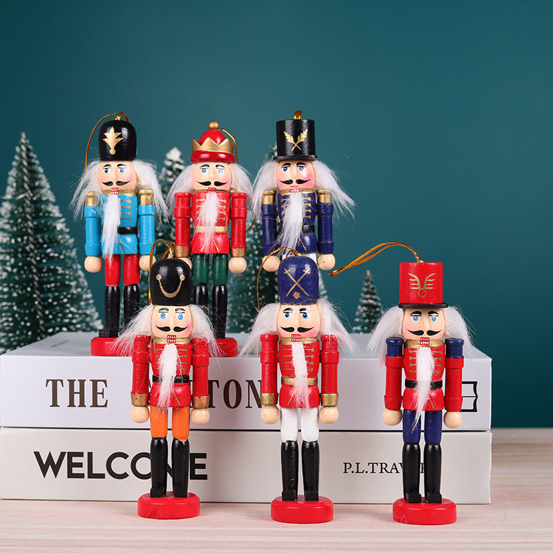 Wooden Nutcracker Soldier Ornaments, Set of 6