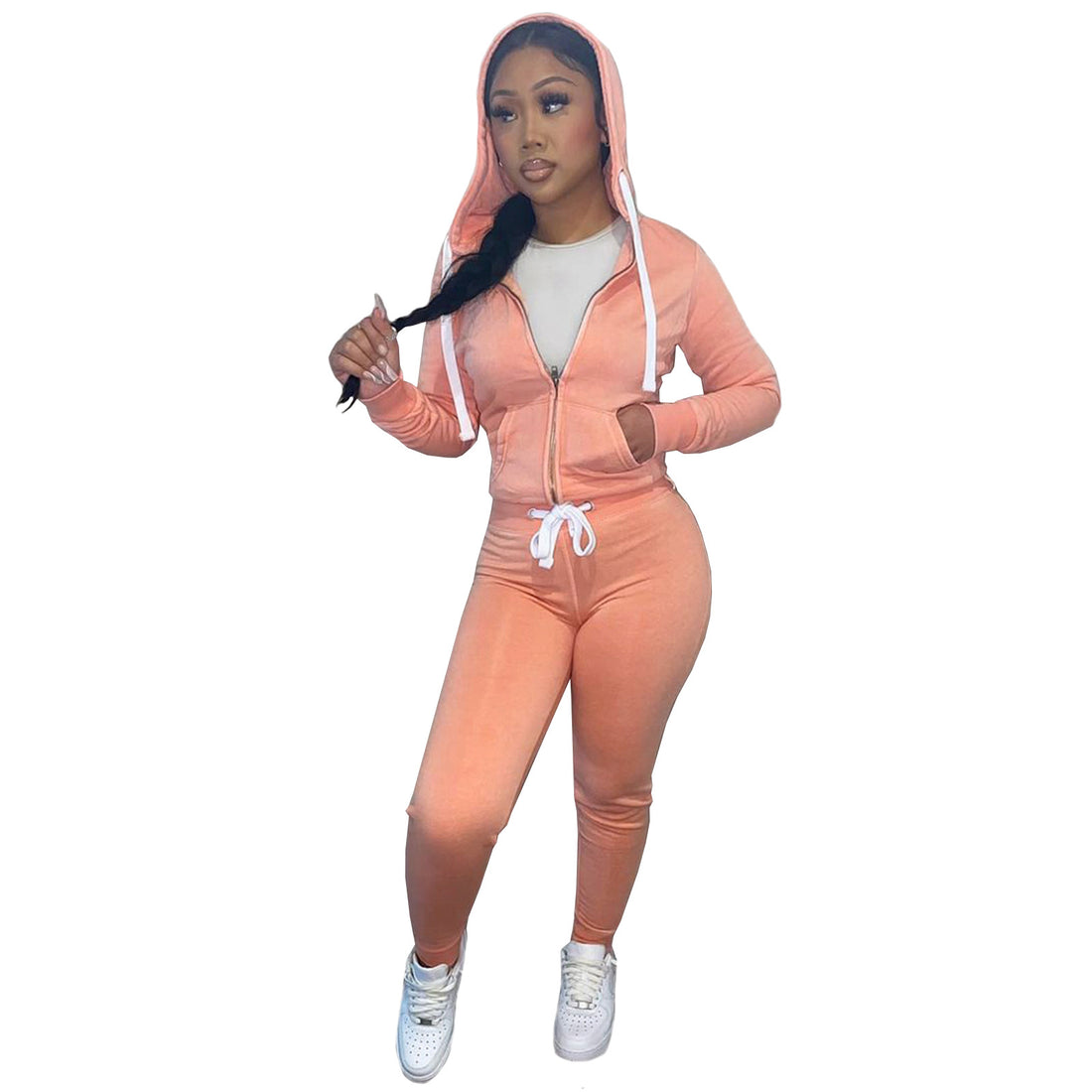 Brushed Hoody Sports Casual Two-piece Suit
