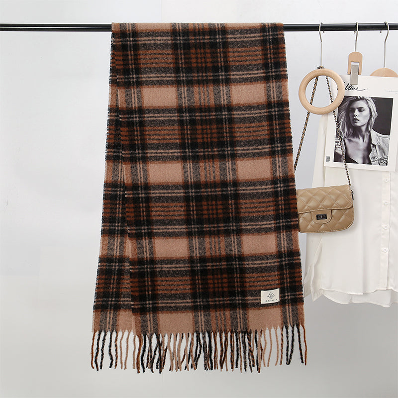 Elegant Checkered Shawl Scarf - Thick & Warm Wrap