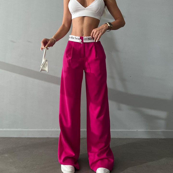 Knitted High Waist Contrast Color Loose Trousers