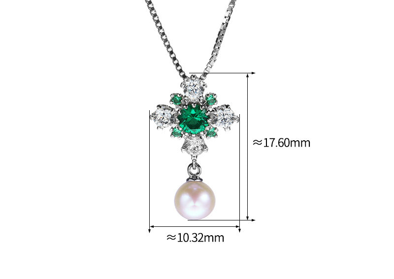Women's Sterling Silver Vintage Noble Natural Pearl Necklace