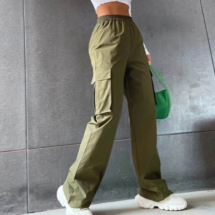 Beltless Trousers High Waist Wide Leg Straight