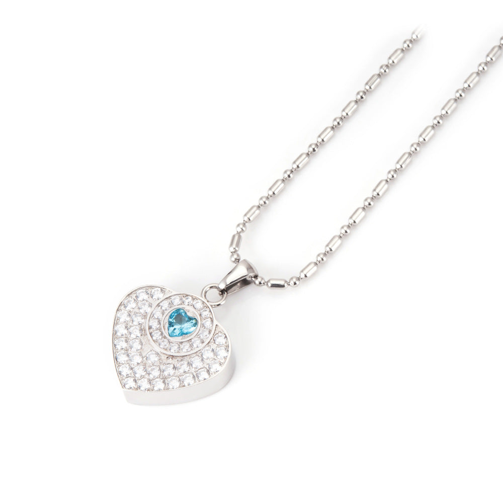 Love Shaped Pendant Volcanic Mineral Zirconia Necklace